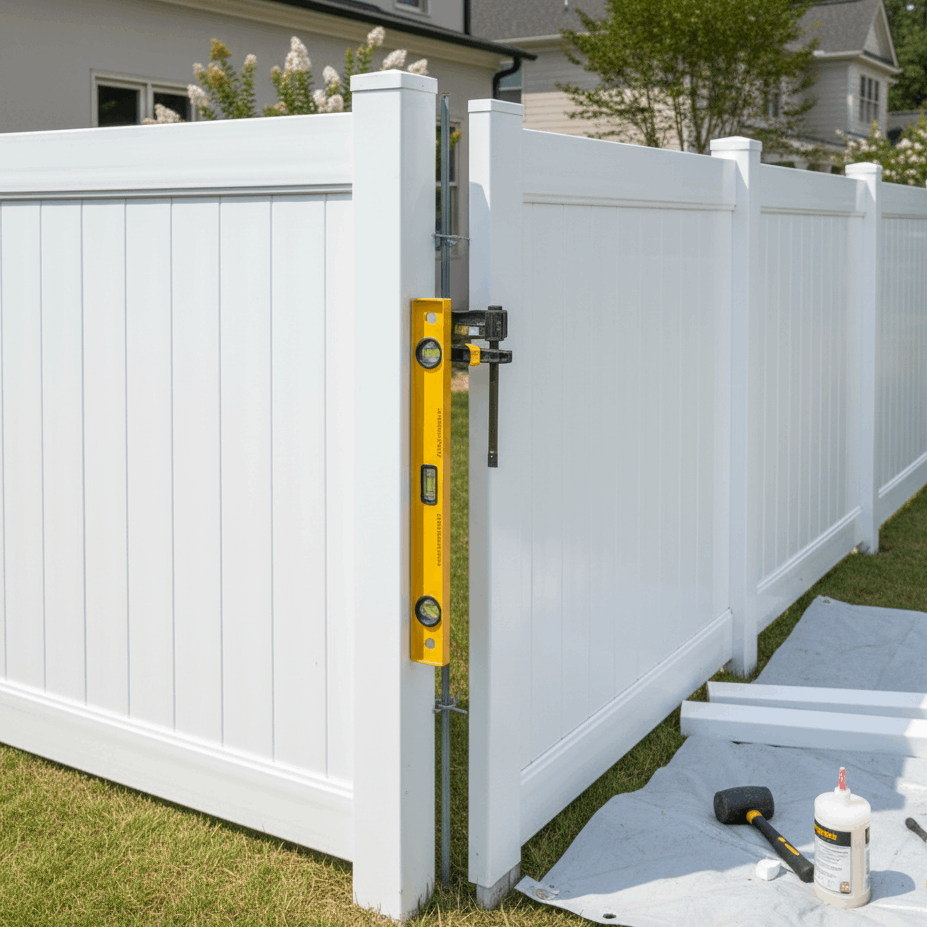 Low-Maintenance Vinyl Fence installation in Athens, GA using reinforced posts and vinyl panels
