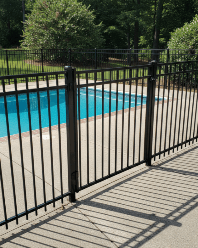 Secure Pool Fence in Athens, GA installed around a residential swimming pool for safety and protection